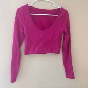 Garage Pink Fitted Crop Blouse